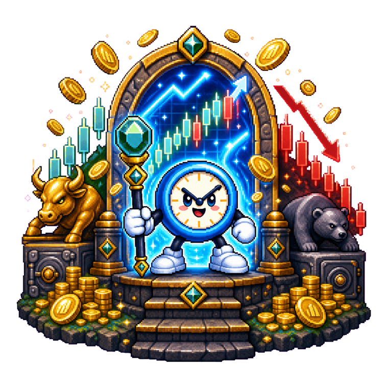 The Market Beyond key art: Tilly before a glowing market portal amid swirling gold coins.
